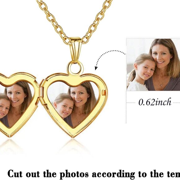 Love Heart Locket Necklace that Holds Pictures Polished Lockets Necklaces Birthd - Picture 2 of 7